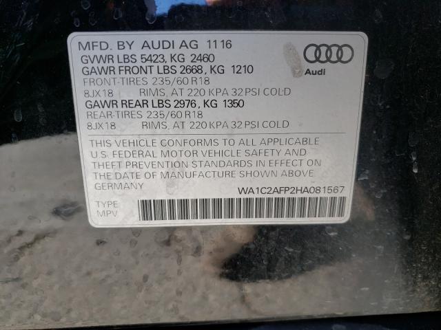 VIN WA1C2AFP2HA081567 2017 Audi Q5, Premium no.10