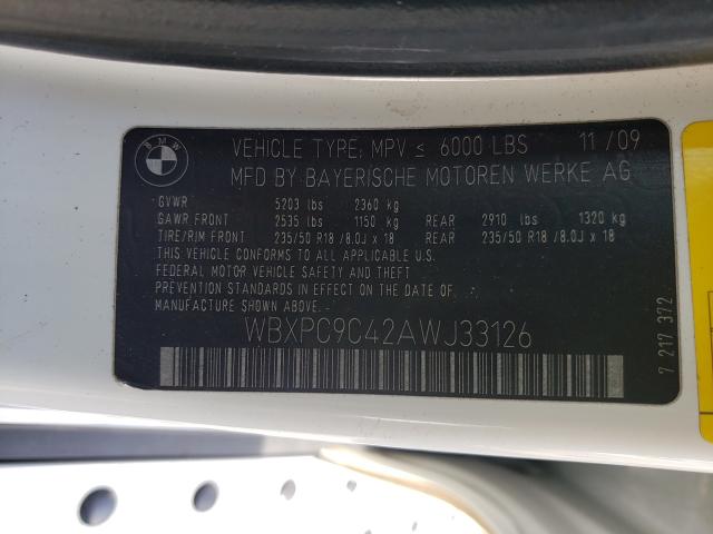 2010 BMW X3 SDRIVE3 WBXPC9C42AWJ33126