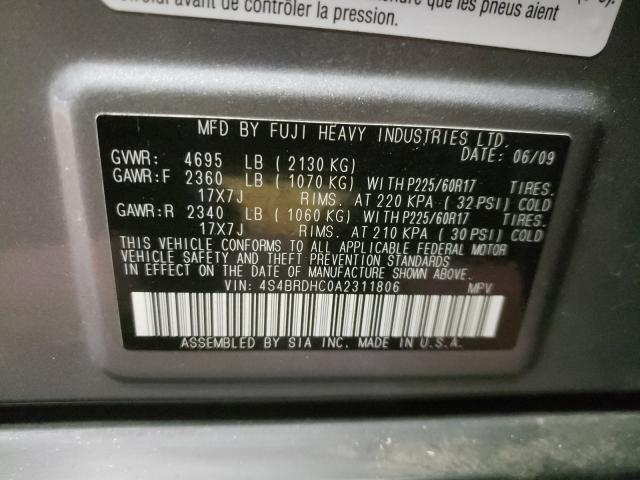 2010 SUBARU OUTBACK 3. 4S4BRDHC0A2311806