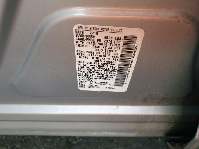 2015 NISSAN ROGUE SELE JN8AS5MV0FW254318