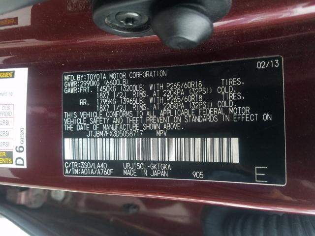2013 LEXUS GX 460 JTJBM7FX3D5058717