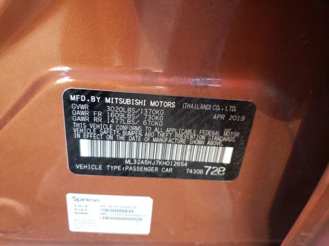 2019 MITSUBISHI MIRAGE LE ML32A5HJ7KH012654