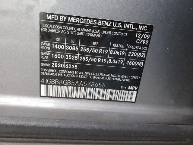 2010 MERCEDES-BENZ ML 350 4MA 4JGBB8GB5AA578658