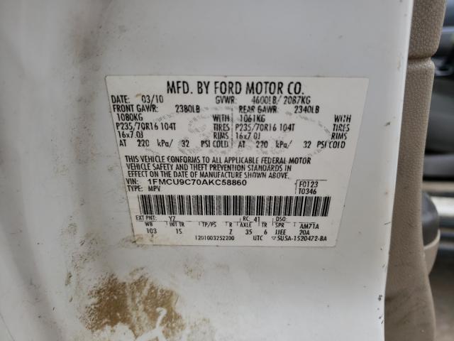 2010 FORD ESCAPE XLS 1FMCU9C70AKC58860