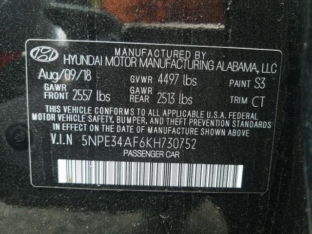 2019 HYUNDAI SONATA LIM 5NPE34AF6KH730752