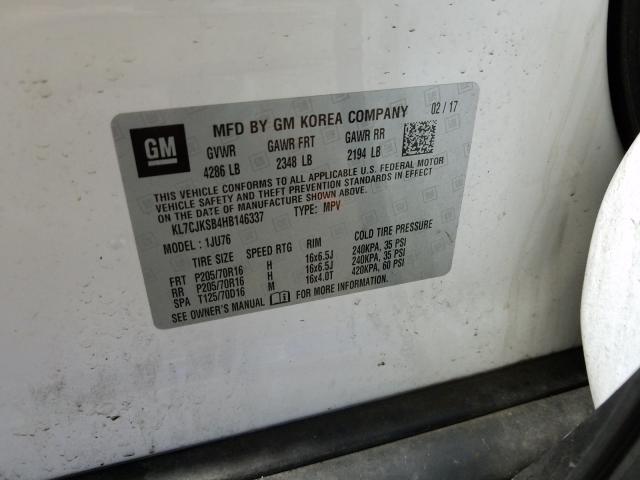 2017 CHEVROLET TRAX LS KL7CJKSB4HB146337
