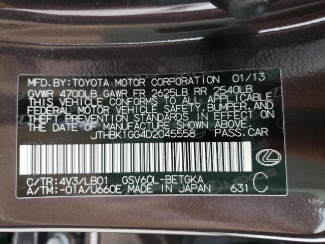 2013 LEXUS ES 350 JTHBK1GG4D2045558