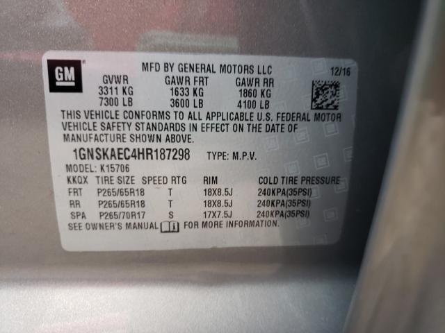 2017 CHEVROLET TAHOE 1GNSKAEC4HR187298