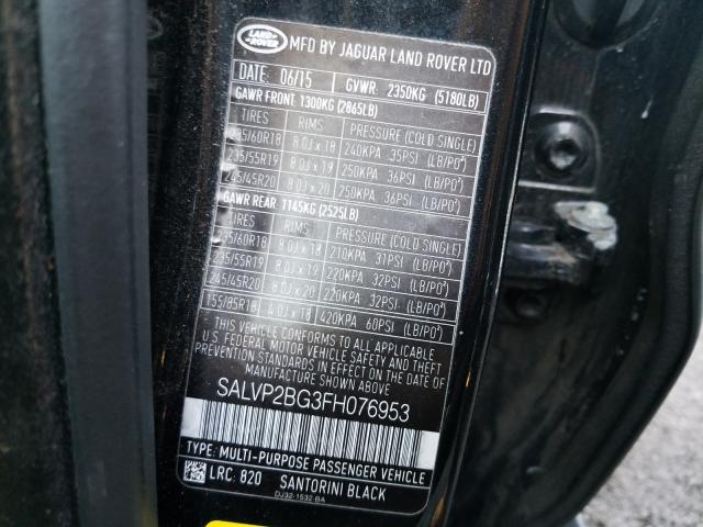 2015 LAND ROVER RANGE ROVE SALVP2BG3FH076953