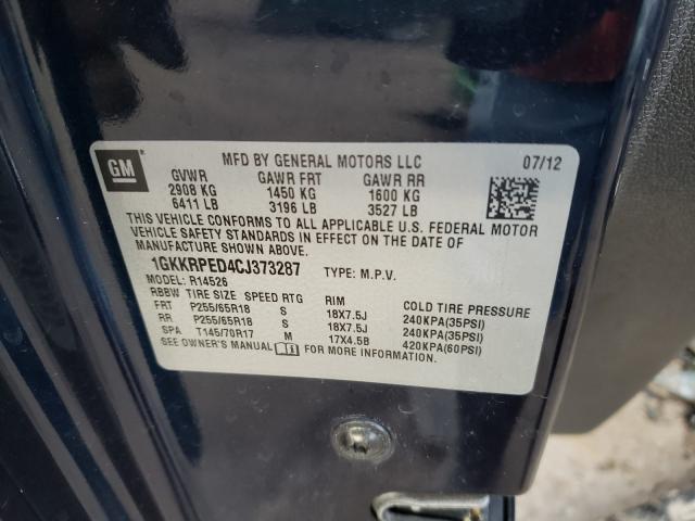 2012 GMC ACADIA SLE 1GKKRPED4CJ373287