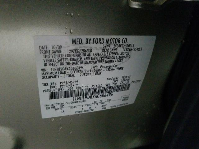 2010 LINCOLN MKS 1LNHL9DRXAG606496