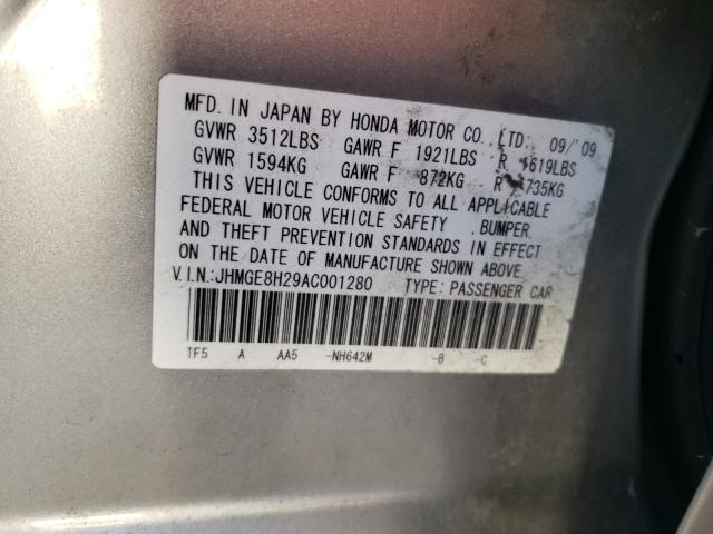 2010 HONDA FIT JHMGE8H29AC001280