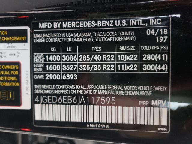 2018 MERCEDES-BENZ GLE COUPE 4JGED6EB6JA117595