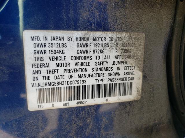 2013 HONDA FIT JHMGE8H31DC079193