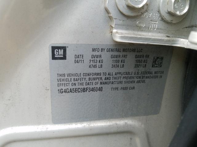 2011 BUICK LACROSSE C 1G4GA5EC9BF346040