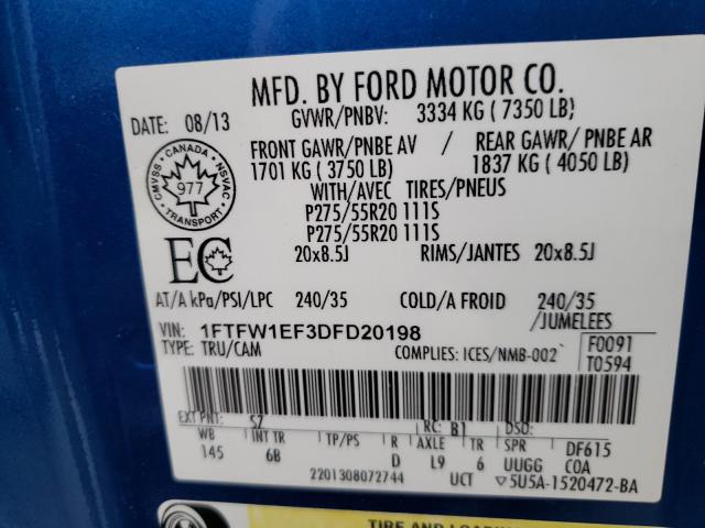 2013 FORD F150 SUPER 1FTFW1EF3DFD20198