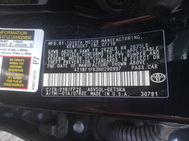 2017 TOYOTA CAMRY LE 4T1BF1FK3HU290997