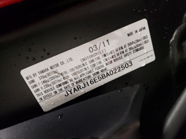 2011 YAMAHA YZFR6 JYARJ16E5BA022503