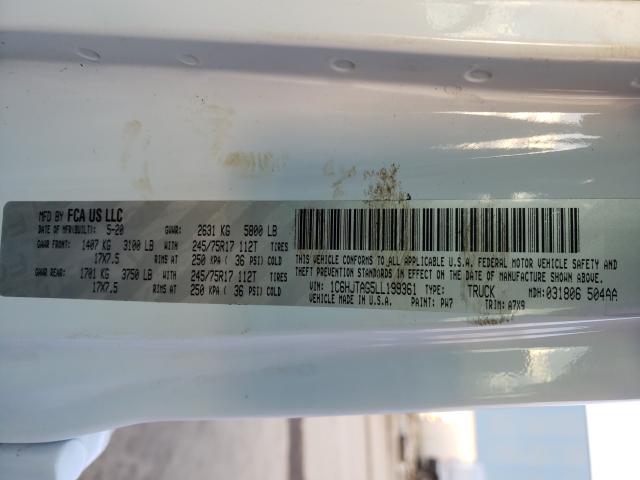 2020 JEEP GLADIATOR 1C6HJTAG5LL199361