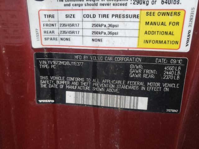 2011 VOLVO C70 T5 YV1672MCXBJ115377