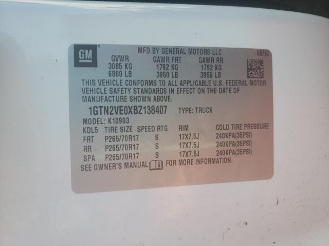 2011 GMC SIERRA K15 - 1GTN2VE0XBZ138407