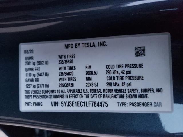 2020 TESLA MODEL 3 5YJ3E1EC1LF784475