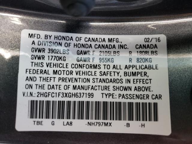 2016 HONDA CIVIC EX - 2HGFC1F3XGH637199