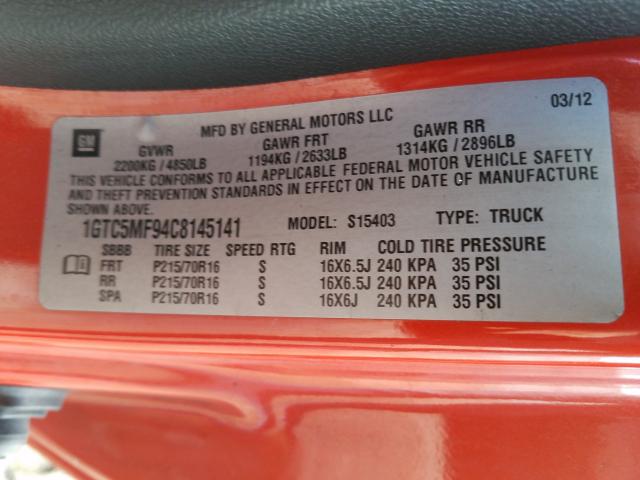 2012 GMC CANYON SLE 1GTC5MF94C8145141