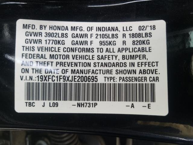 2018 HONDA CIVIC TOUR 19XFC1F9XJE200695