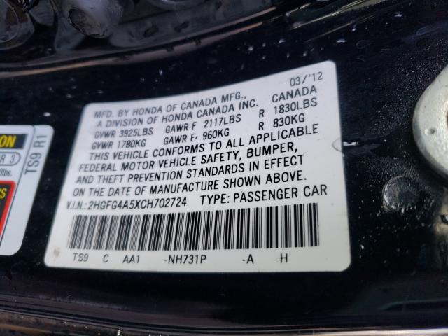 2012 HONDA CIVIC SI 2HGFG4A5XCH702724