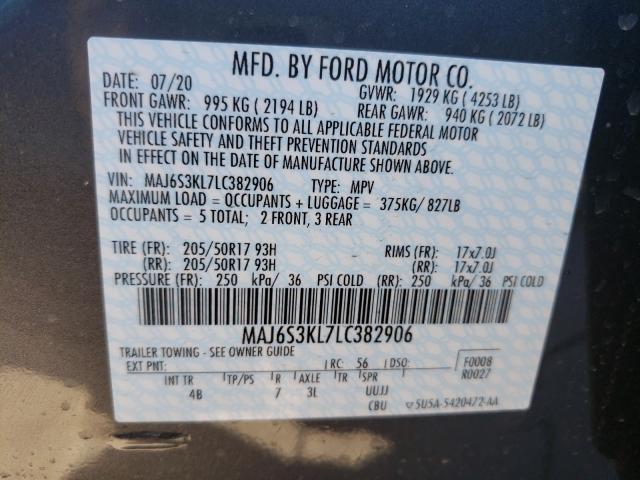 2020 FORD ECOSPORT T MAJ6S3KL7LC382906