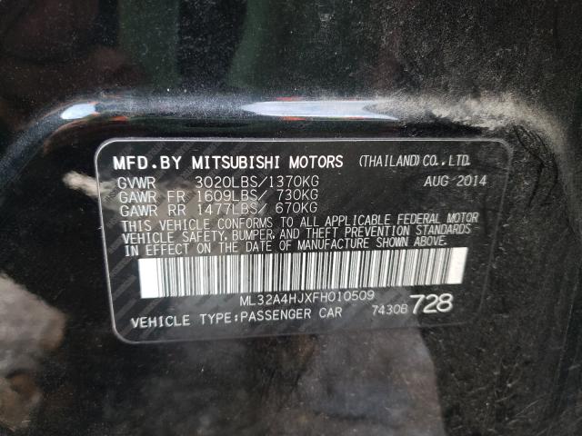 2015 MITSUBISHI MIRAGE ES ML32A4HJXFH010509