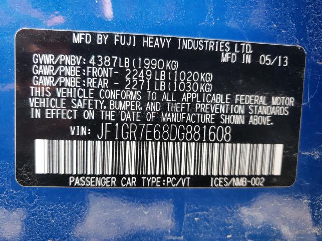 2013 SUBARU IMPREZA WR JF1GR7E68DG881608