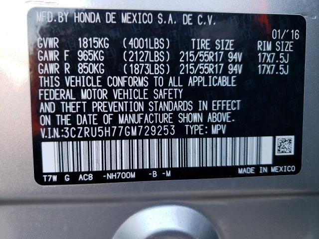 2016 HONDA HR-V EXL 3CZRU5H77GM729253