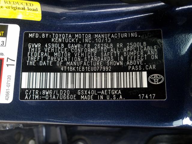 2014 TOYOTA AVALON BAS 4T1BK1EB1EU077992