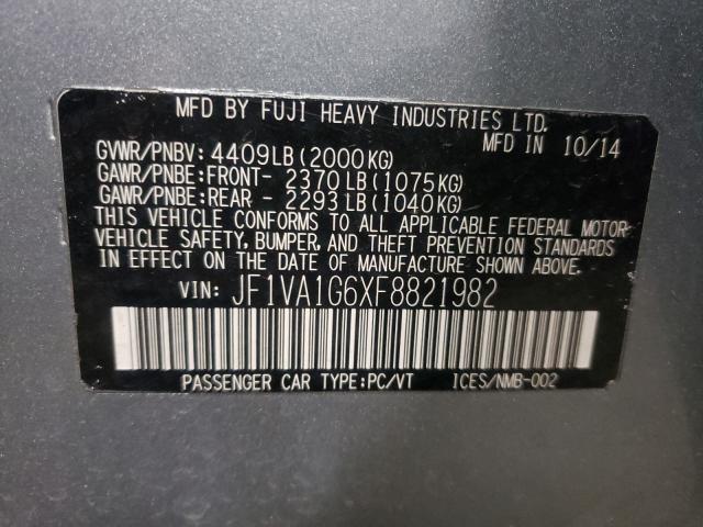 2015 SUBARU WRX LIMITE JF1VA1G6XF8821982