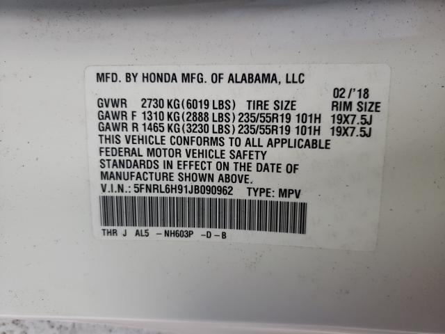 2018 HONDA ODYSSEY EL 5FNRL6H91JB090962