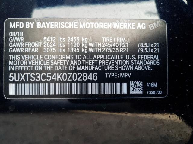 2019 BMW X3 XDRIVEM 5UXTS3C54K0Z02846