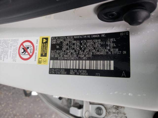 2012 LEXUS RX 350 2T2ZK1BA3CC080171