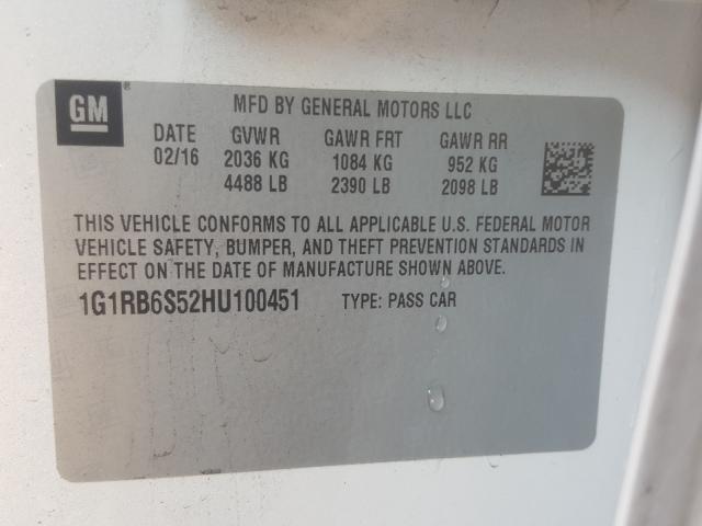 2017 CHEVROLET VOLT PREMI 1G1RB6S52HU100451