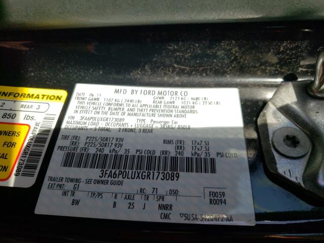 2016 FORD FUSION SE - 3FA6P0LUXGR173089