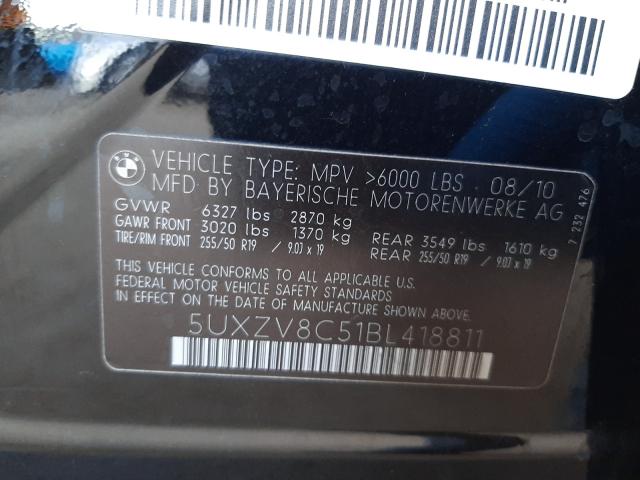 2011 BMW X5 XDRIVE5 5UXZV8C51BL418811