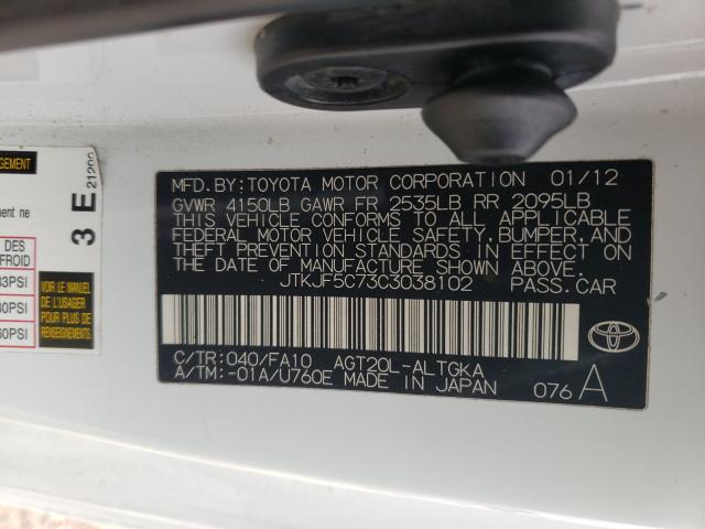 2012 TOYOTA SCION TC JTKJF5C73C3038102