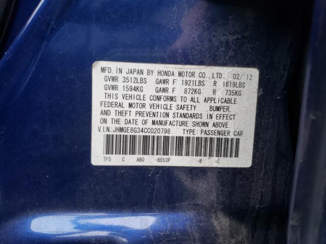 2012 HONDA FIT JHMGE8G34CC020798