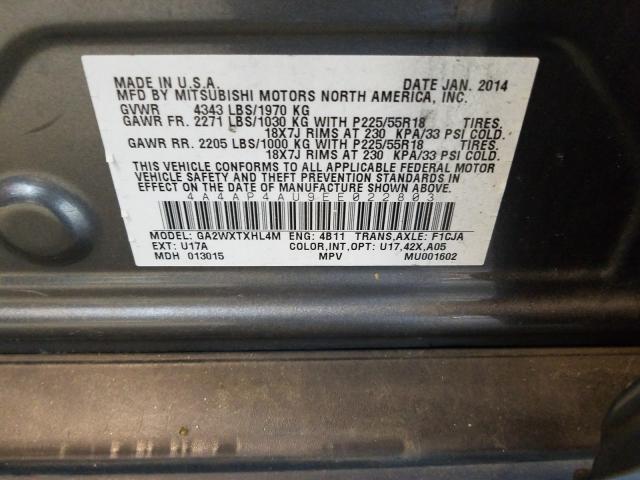 2014 MITSUBISHI OUTLANDER 4A4AP4AU9EE022803