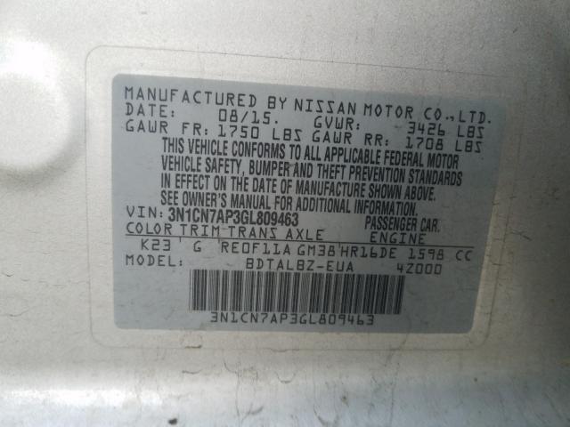 2016 NISSAN VERSA S - 3N1CN7AP3GL809463