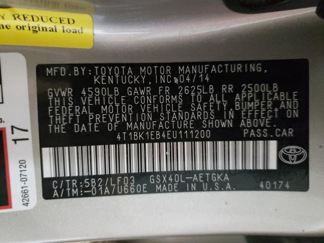 2014 TOYOTA AVALON BAS 4T1BK1EB4EU111200