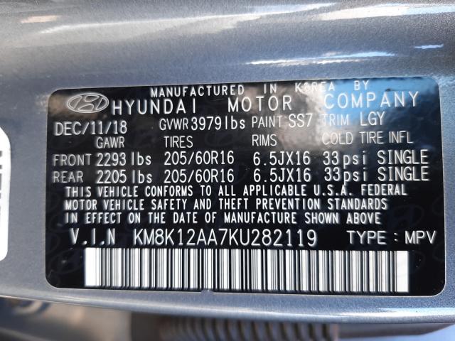 2019 HYUNDAI KONA SE KM8K12AA7KU282119