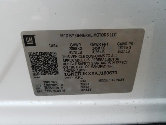 2019 CHEVROLET TRAVERSE R - 1GNERJKXXKJ180670