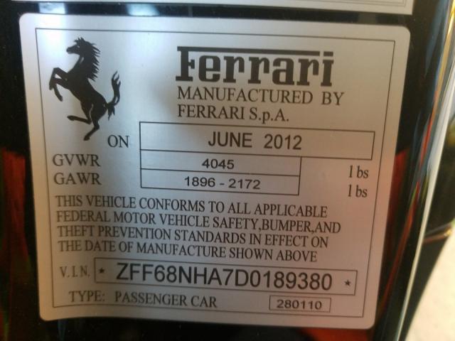 VIN ZFF68NHA7D0189380 2013 Ferrari 458 Italia no.20